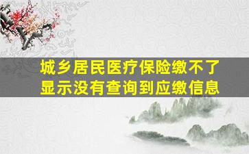 城乡居民医疗保险缴不了显示没有查询到应缴信息