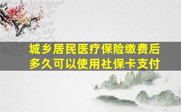 城乡居民医疗保险缴费后多久可以使用社保卡支付