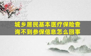 城乡居民基本医疗保险查询不到参保信息怎么回事