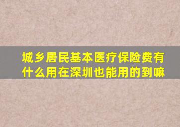 城乡居民基本医疗保险费有什么用在深圳也能用的到嘛