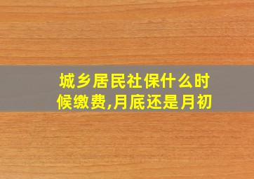 城乡居民社保什么时候缴费,月底还是月初