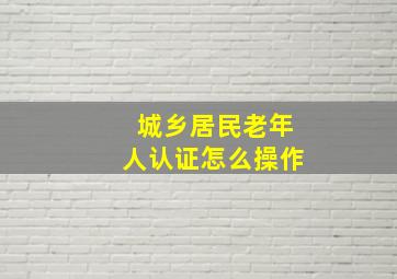 城乡居民老年人认证怎么操作