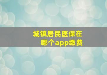 城镇居民医保在哪个app缴费