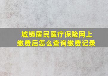 城镇居民医疗保险网上缴费后怎么查询缴费记录