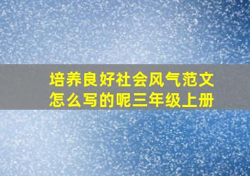 培养良好社会风气范文怎么写的呢三年级上册