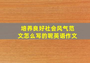 培养良好社会风气范文怎么写的呢英语作文