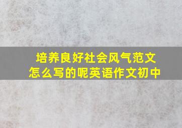 培养良好社会风气范文怎么写的呢英语作文初中