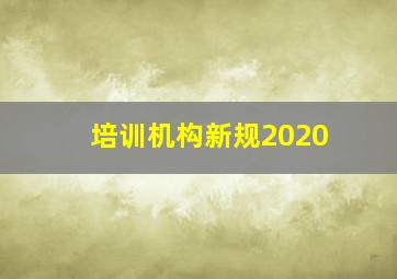 培训机构新规2020