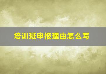 培训班申报理由怎么写