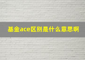 基金ace区别是什么意思啊