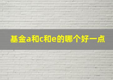 基金a和c和e的哪个好一点