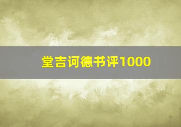 堂吉诃德书评1000