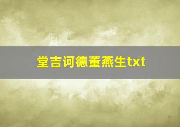 堂吉诃德董燕生txt