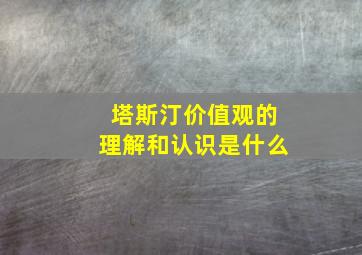 塔斯汀价值观的理解和认识是什么