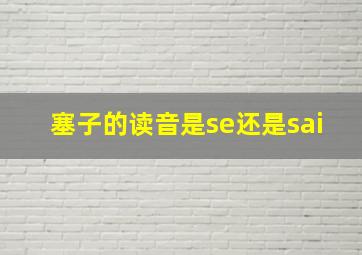 塞子的读音是se还是sai