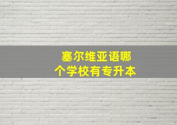 塞尔维亚语哪个学校有专升本