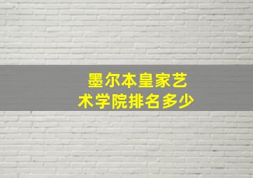 墨尔本皇家艺术学院排名多少