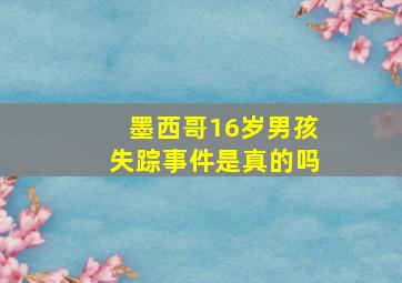 墨西哥16岁男孩失踪事件是真的吗