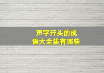 声字开头的成语大全集有哪些