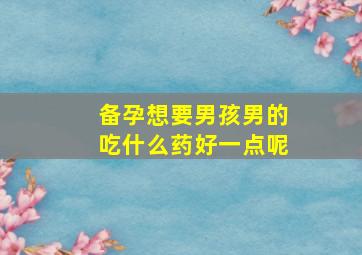 备孕想要男孩男的吃什么药好一点呢