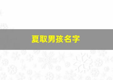 夏取男孩名字