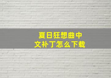 夏日狂想曲中文补丁怎么下载