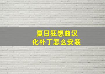 夏日狂想曲汉化补丁怎么安装