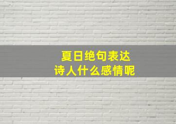 夏日绝句表达诗人什么感情呢