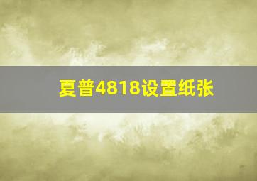 夏普4818设置纸张