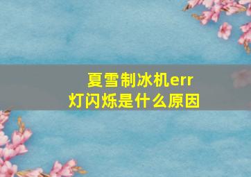 夏雪制冰机err灯闪烁是什么原因