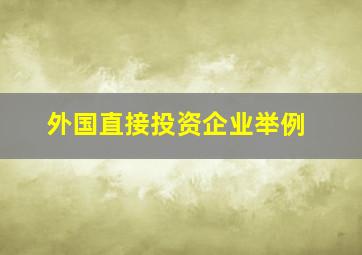 外国直接投资企业举例