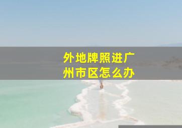 外地牌照进广州市区怎么办