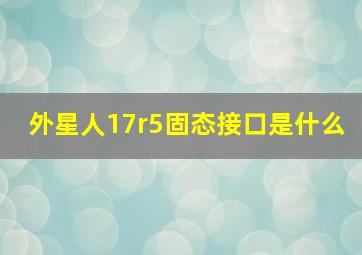 外星人17r5固态接口是什么