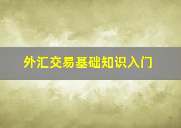 外汇交易基础知识入门