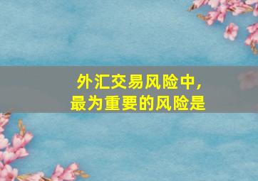 外汇交易风险中,最为重要的风险是