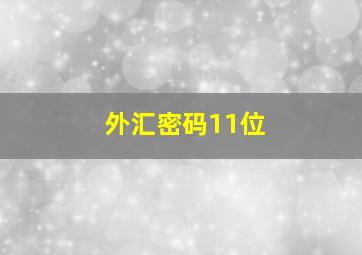 外汇密码11位