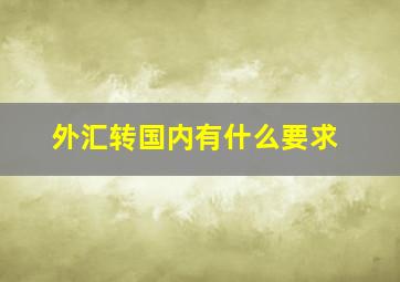 外汇转国内有什么要求