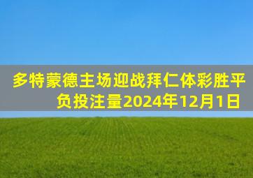 多特蒙德主场迎战拜仁体彩胜平负投注量2024年12月1日