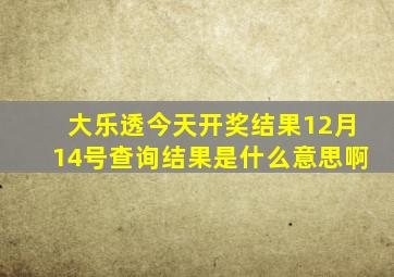 大乐透今天开奖结果12月14号查询结果是什么意思啊