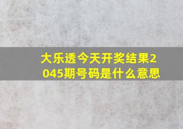 大乐透今天开奖结果2045期号码是什么意思