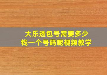 大乐透包号需要多少钱一个号码呢视频教学