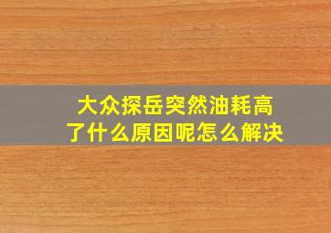 大众探岳突然油耗高了什么原因呢怎么解决