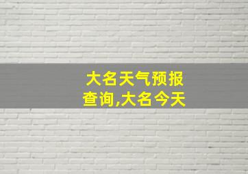 大名天气预报查询,大名今天