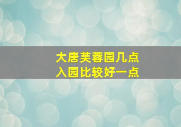 大唐芙蓉园几点入园比较好一点