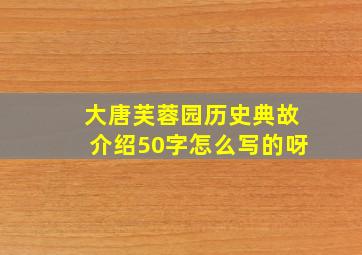 大唐芙蓉园历史典故介绍50字怎么写的呀