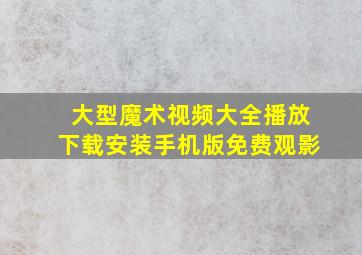 大型魔术视频大全播放下载安装手机版免费观影