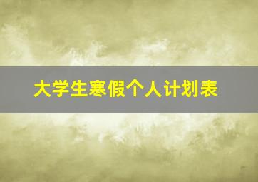 大学生寒假个人计划表