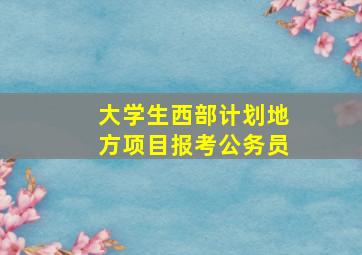 大学生西部计划地方项目报考公务员