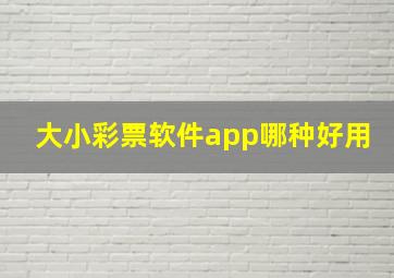 大小彩票软件app哪种好用