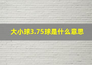 大小球3.75球是什么意思